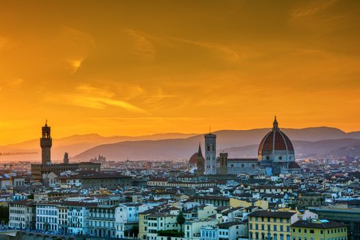 Duomo Santa Maria Del Fiore at sunset in Florence, Tuscany, Italy