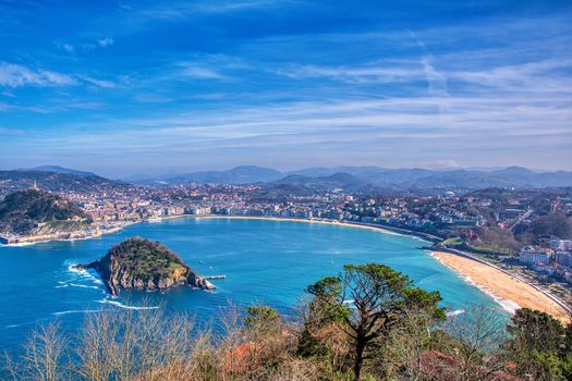 La Concha Bay seen from Igeldo Mount. Donostia-San Sebastian. Basque Country. Gipuzkoa. Spain. Europe.