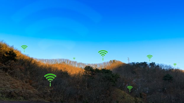 WIFI icon illustrating rural territory wireless connection concept.