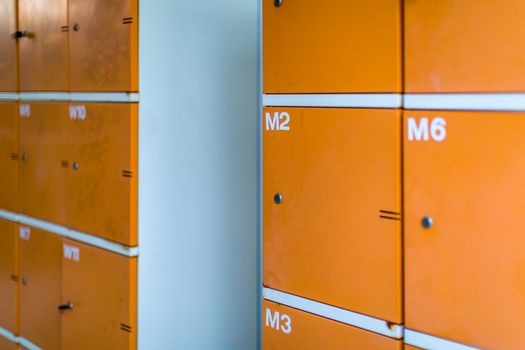 Old and rusty lockers at sport club.