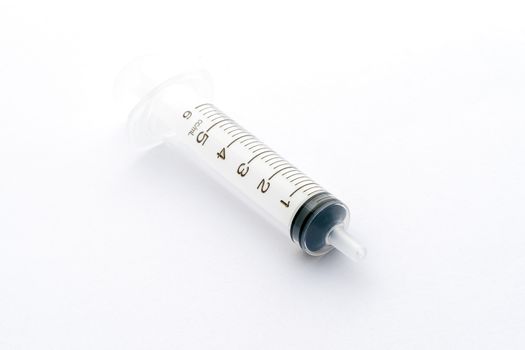 Studio shot of blank syringe isolated on white background.