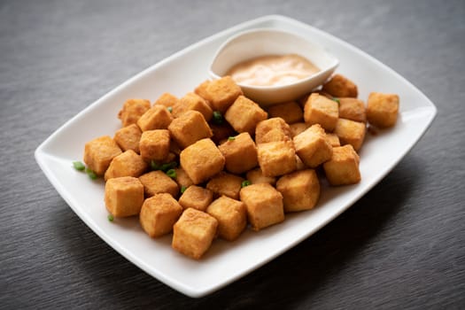 Crispy deep fried tofu in Chinese style.