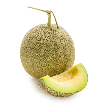 Studio shot of melon or cantaloupe isolated on white background.