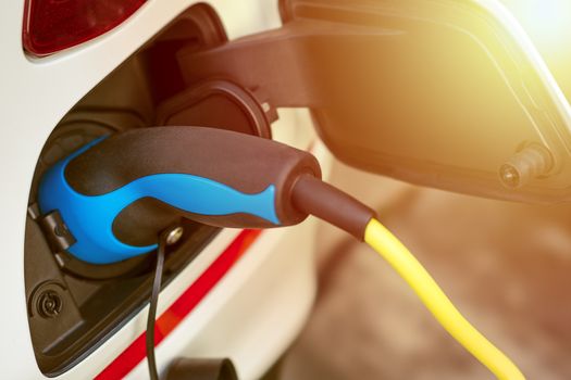 Charging cable charging EV or electric vehicle.