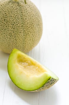 Studio shot of melon or cantaloupe on white.
