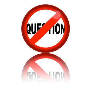 3D sphere no question sign with reflection