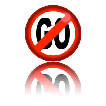 3D sphere no go sign with reflection