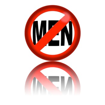 3D sphere no men sign with reflection