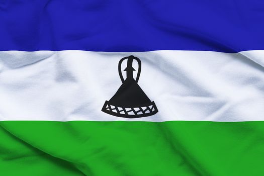 Wavy and rippled national flag of Lesotho background.