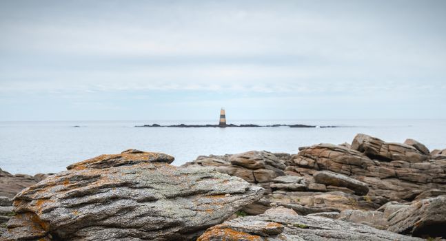 remnant of a semaphore at Pointe du But on the wild coast of the Yeu Island