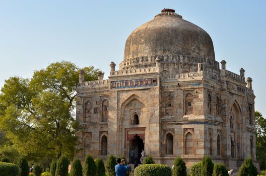 New Delhi, India, 2020. Sheesh Gumbad Islamic tomb from the last lineage of the Lodhi Dynasty in Lodhi Garden. The Lodi dynasty was an Afghan dynasty that ruled the Delhi Sultanate from 1451 to 1526.