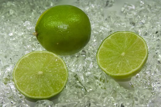 fresh lime on cold ice