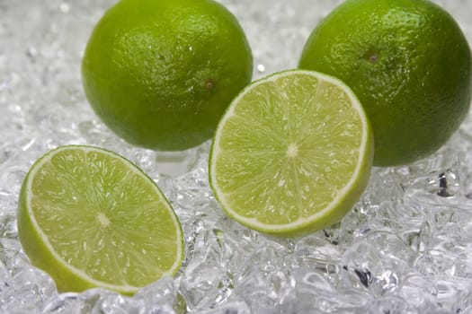 fresh lime on cold ice