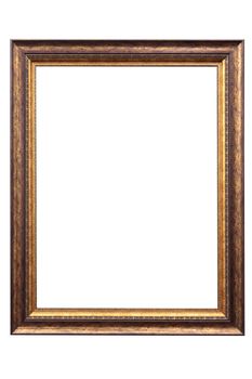 Vintage Wooden frame isolated on white background, With Clipping path.