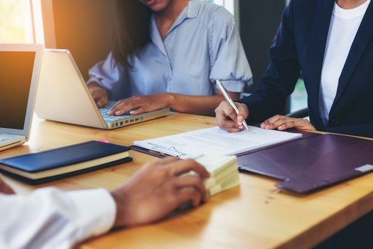 Business woman signing a loan for investment, negotiation