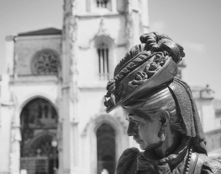 Oviedo Cathedral and Regenta statue in Asturias, Spain.