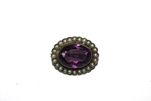 Ladies Vintage Antique Gem Jewellery On White Background