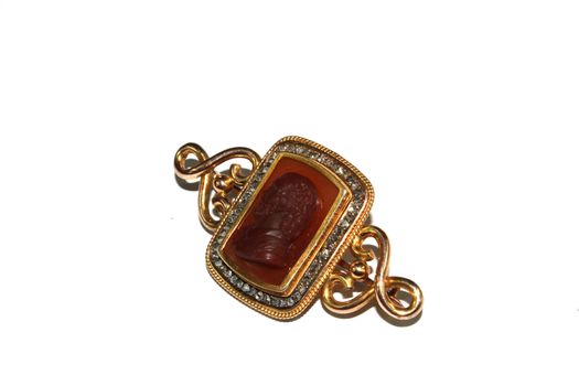 Ladies Vintage Antique Gem Jewellery On White Background