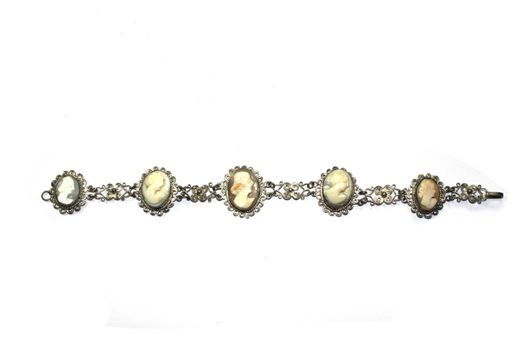 Ladies Vintage Antique Gem Jewellery On White Background