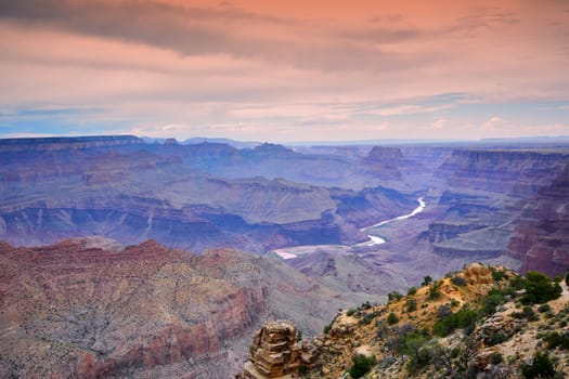 South Rim Grand Canyon before sunset, Arizona, US.