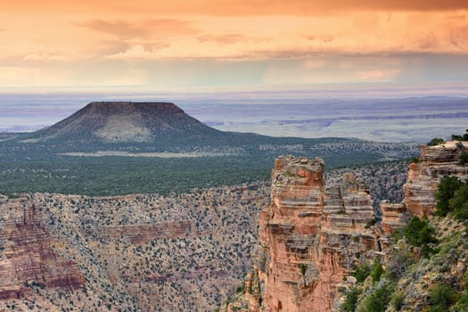 South Rim Grand Canyon before sunset, Arizona, US.