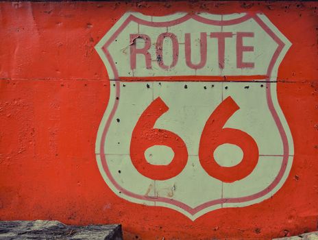 Historic U.S. old Route 66 red sign in a sheet.