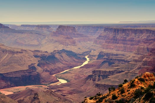 South Rim Grand Canyon before sunset, Arizona, US.