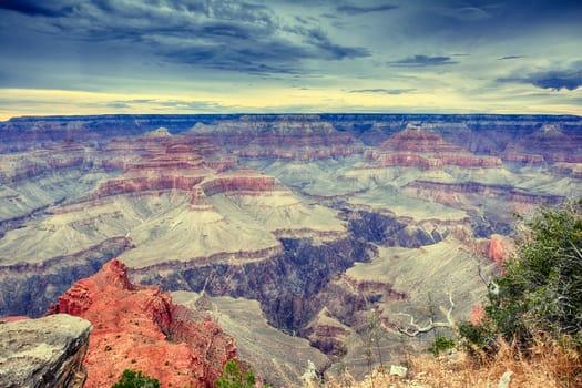 South Rim Grand Canyon before sunset, Arizona, US.