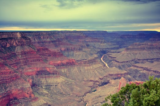 South Rim Grand Canyon before sunset, Arizona, US.