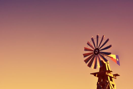 Windmill on an agricultural farm in Texas, USA.