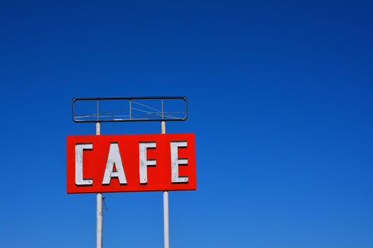 Cafe sign along historic Route 66 in Texas