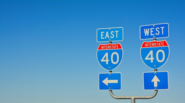 Route 66 road signs on Texas, US.