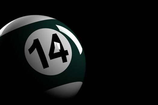 3D rendering of pool ball number 14.