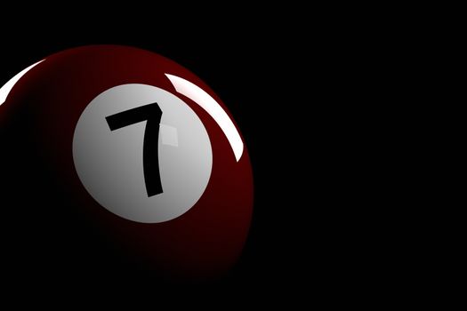 3D rendering of pool ball number 7.