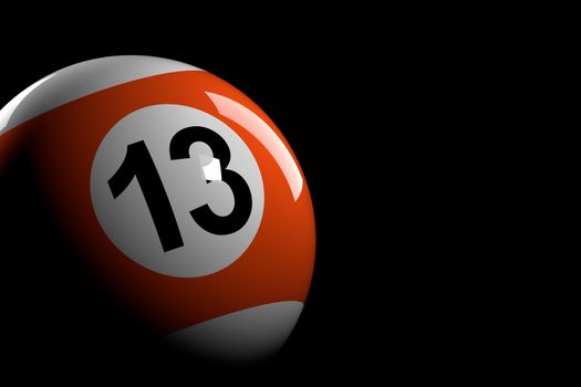 3D rendering of pool ball number 13.