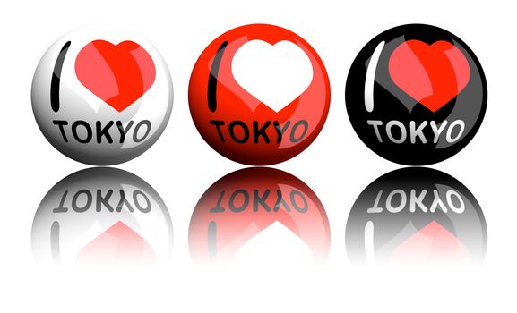 3D rendering sphere of I love Tokyo