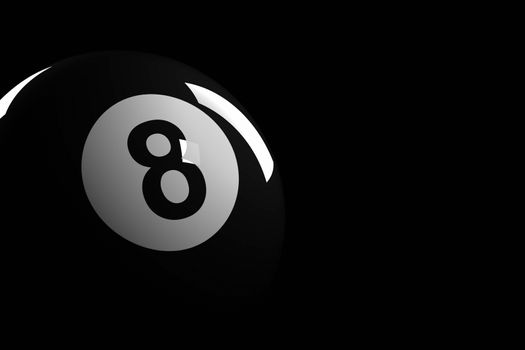3D rendering of pool ball number 8.