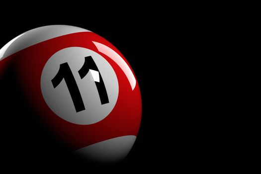 3D rendering of pool ball number 11.