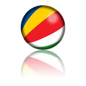 Sphere of Seychelles flag with reflection at bottom.