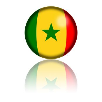 3D sphere or badge of Senegal flag with reflection at bottom.