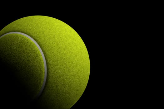 3D rendering of tennis ball on black background.