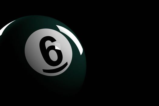 3D rendering of pool ball number 6.