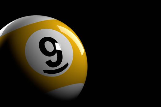 3D rendering of pool ball number 9.