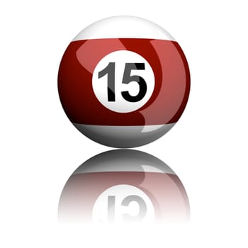 3D rendering pool ball or billiard ball number 15 isolated on white.