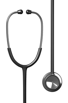 3D rendering of stethoscope isolated on white background.