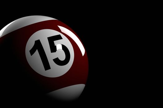 3D rendering of pool ball number 15.