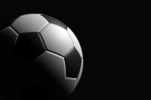3D rendering of soccer ball on black background.