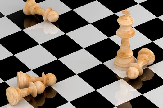 Achievement business concept illustrated by chess in 3D rendering.