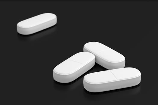 3D rendering of medical tablet isolated on Black background.