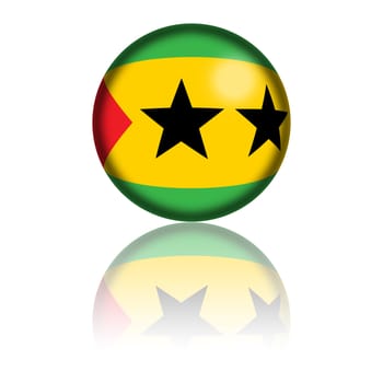 Sphere of Sao Tome and Principe flag with reflection at bottom.